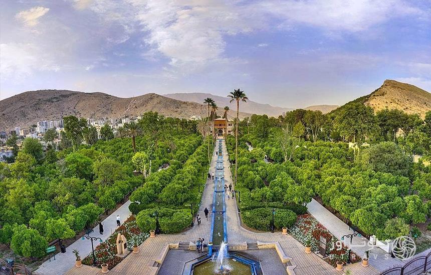 تصویر هوایی باغ دلگشا شیراز